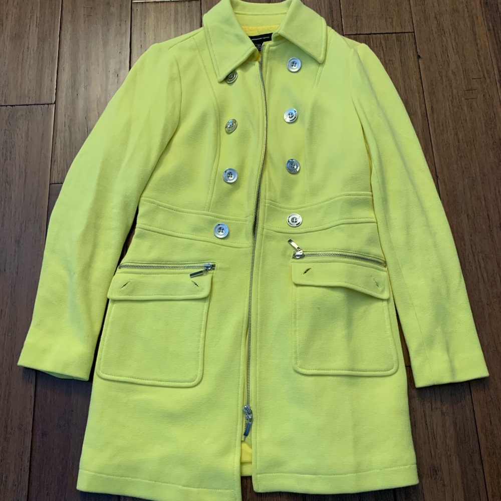 Yellow peacoat fully lined jacket